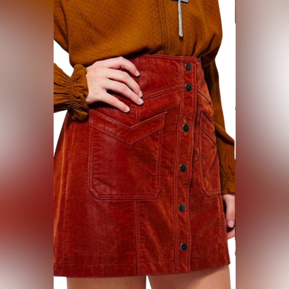 Free People Come a little closer corduroy burgundy skirt
